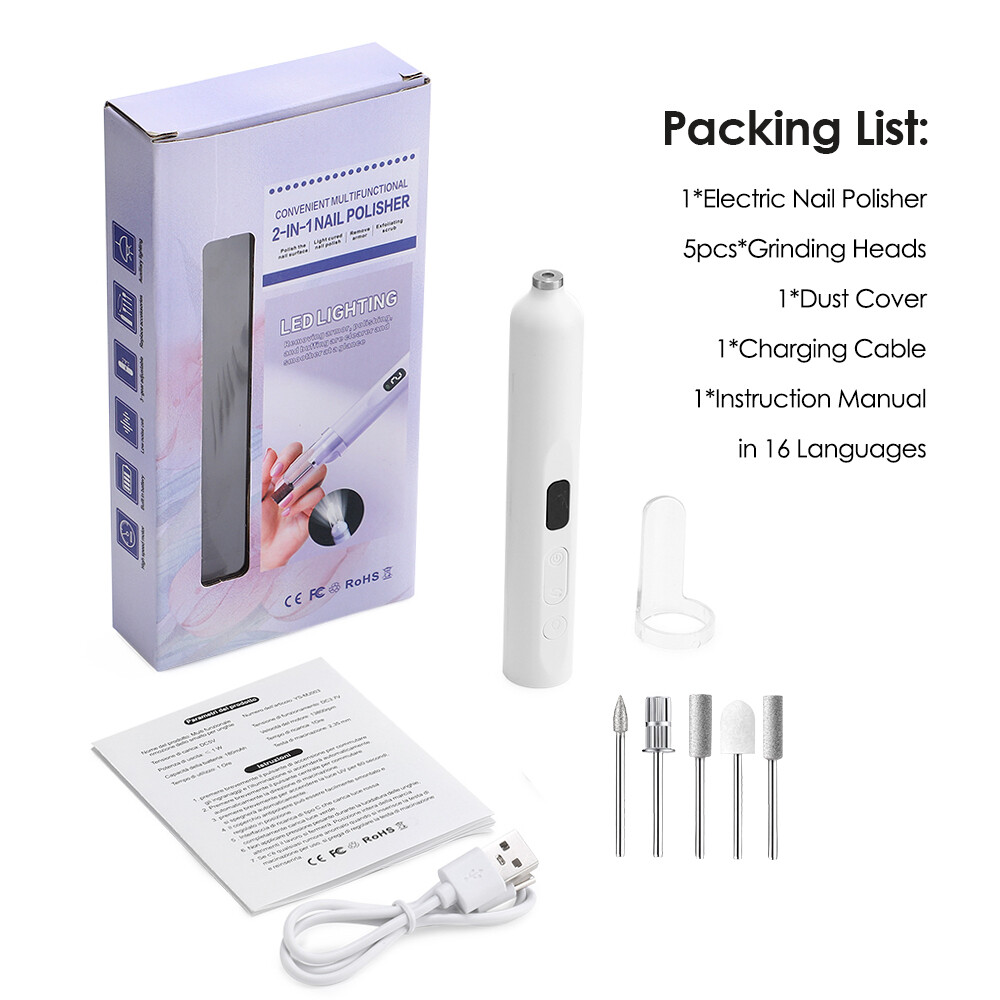 Electric Nail File Drill Portable USB Manicure Pedicure Machine Set Professional