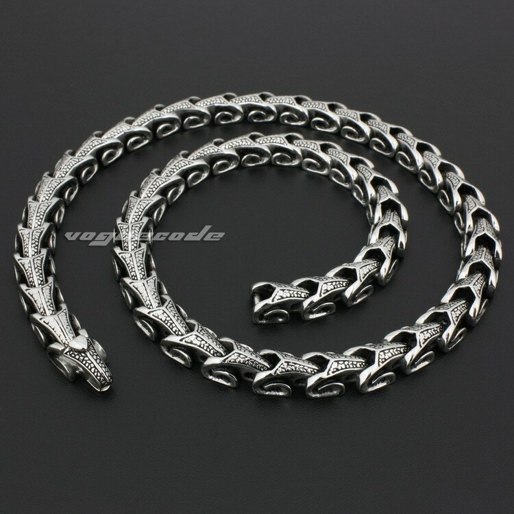 Stainless Steel Dragon Backbone Link Necklace Biker Punk Jewelry