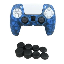 Silicone Skull Grip + (8) Multi Analog Thumb Caps For PS5 Controller Accessories