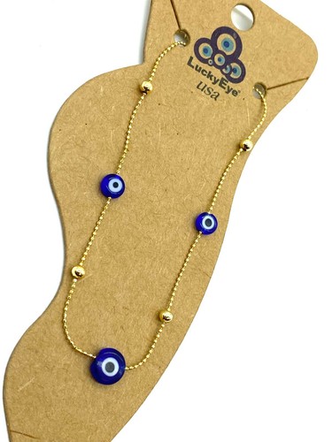 Classic Evil Eye Anklet Bracelet Adjustable Clasp #2498 - Picture 6 of 9