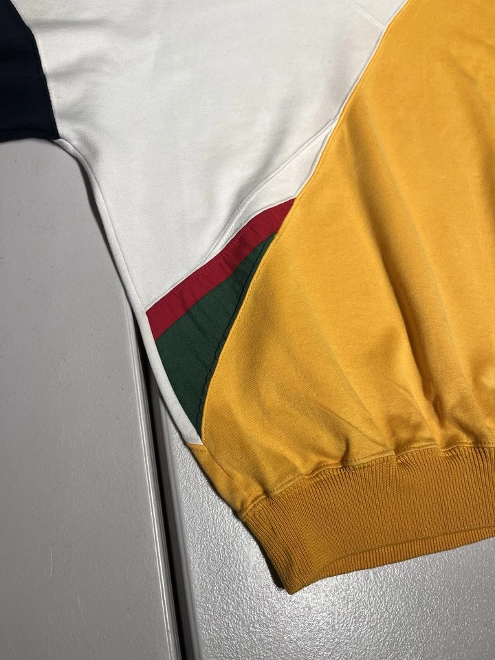 GUCCI Suéter Hombre’s 46 Geométrico GG Logo Sudadera Camisa Algodón De Colección Años 80’s Foto 4 de 4