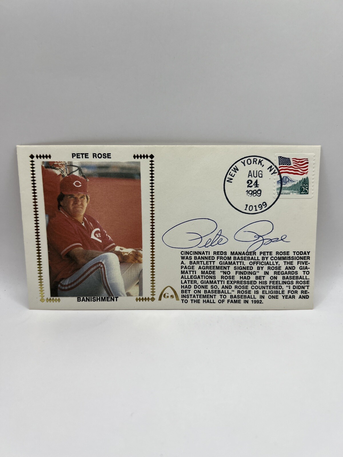 Pete Rose Autographed Signed 1984 Banishment First Day Cover FDC Envelope Cachet Beckett COA 