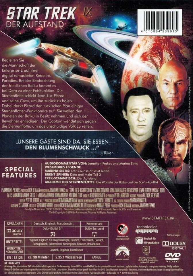 Star Trek IX - Der Aufstand 2009 DVD Top-quality Free UK shipping Fast Dispatch - Image 2 of 4