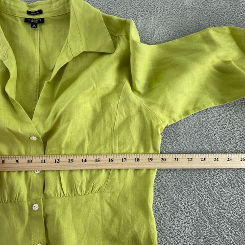 Talbots Womens Lime Green 100% Pure Irish Linen Button-Up Shirt Size 14 5933 - Picture 5 of 8