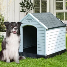 Plastic Dog House Outdoor Indoor Shelter Water Resistant Sturdy Kennel