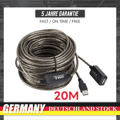 5m 10m 15m 20m USB 2.0 Verlängerungskabel mit Signalverstärker ohne USB Hub DHL