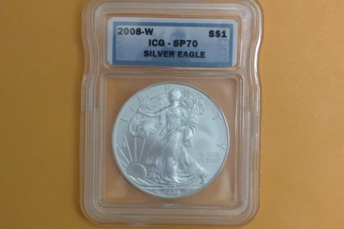 2008-W 1oz $1 (Burnished) Silver American Eagle Coin ICG SP70