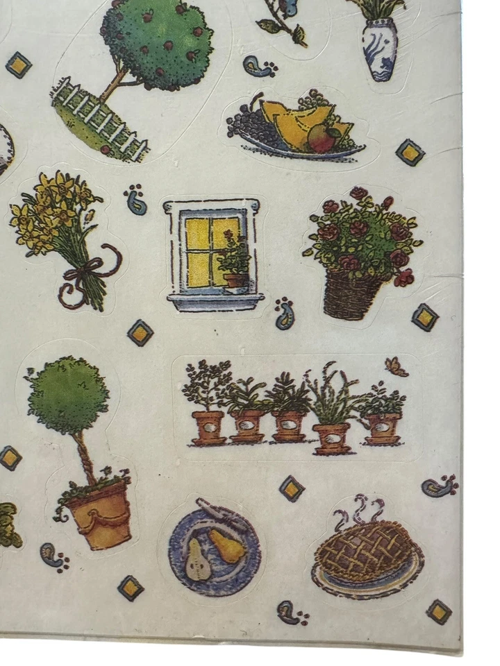 Pegatinas vintage American Greetings primavera jardín manzana naranja flores pastel fruta Foto 4 de 4