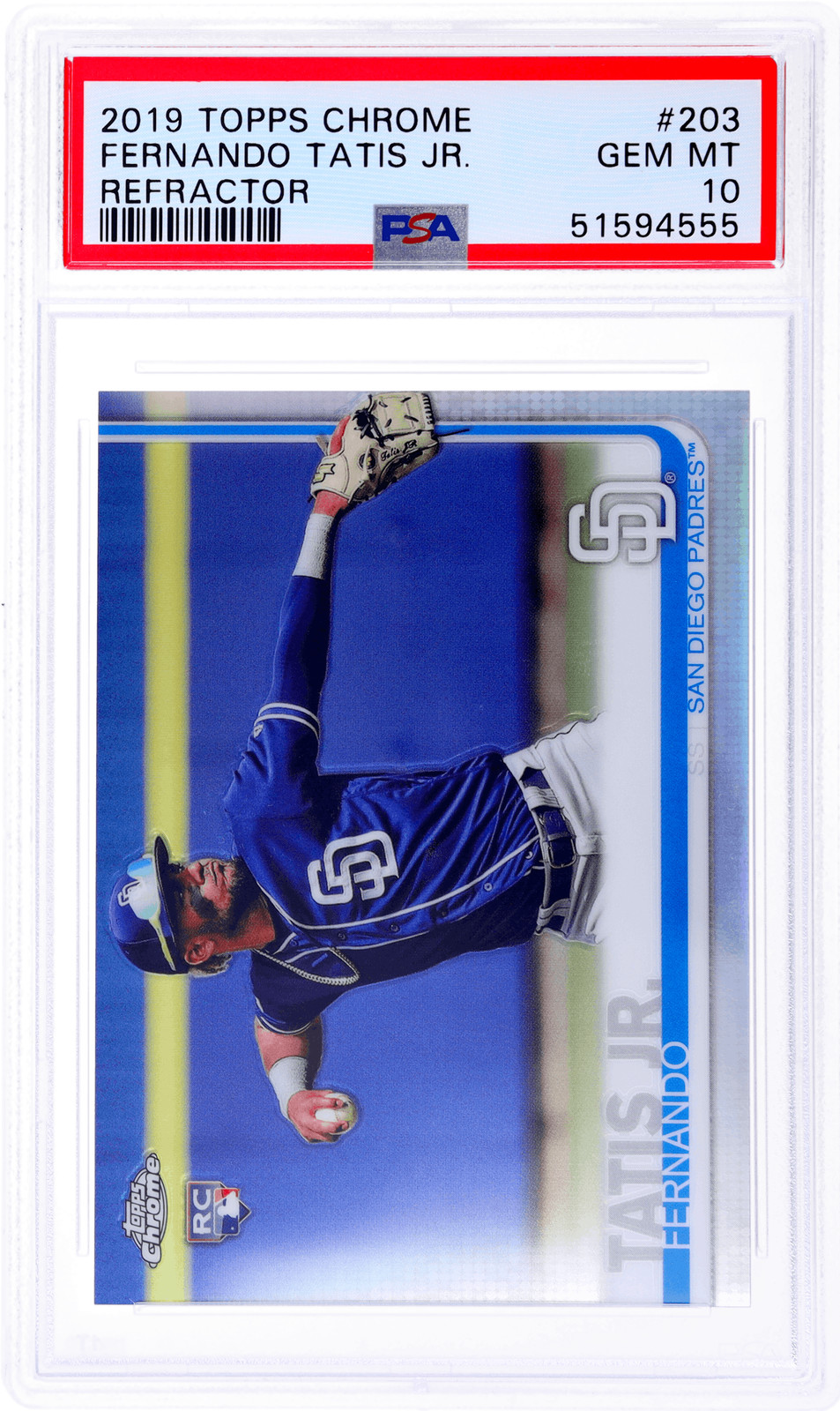 2019 Topps Chrome Fernando Tatis Refractor #203 PSA 10 Rookie RC