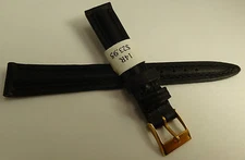 ZRC France Black Padded Calf Water Resistant 14mm Watch Band Gold Tone Buckle