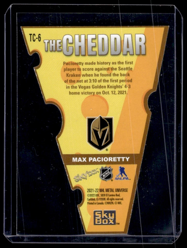 2021-22 Skybox Metal Universe The Cheddar Max Pacioretty #TC-6 Vegas Golden - Image 2 of 2