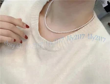 Mini 2-3mm Real Natural White Akoya Pearl Necklace 14-28'' 14k Gold Clasp