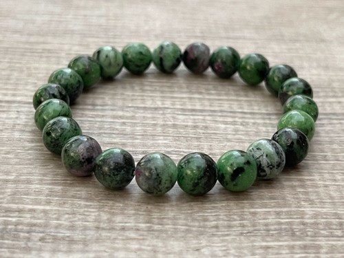 Grade A++ Ruby Zoisite Bead Bracelet 8mm, Genuine Ruby Zoisite Gemstone Bracelet - Picture 2 of 9