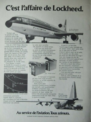 7/1973 PUB LOCKHEED L-1011 TRISTAR AIRLINER C-130 HERCULES ORIGINAL FRENCH AD