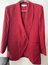 Vtg 90's Christian Dior Red 1-butn Wool Blazer Jacket sz 12 Career Lined USA EUC