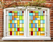 3D Yellow Square A21845 Window Film Print Sticker Cling Stained Glass UV Zoe