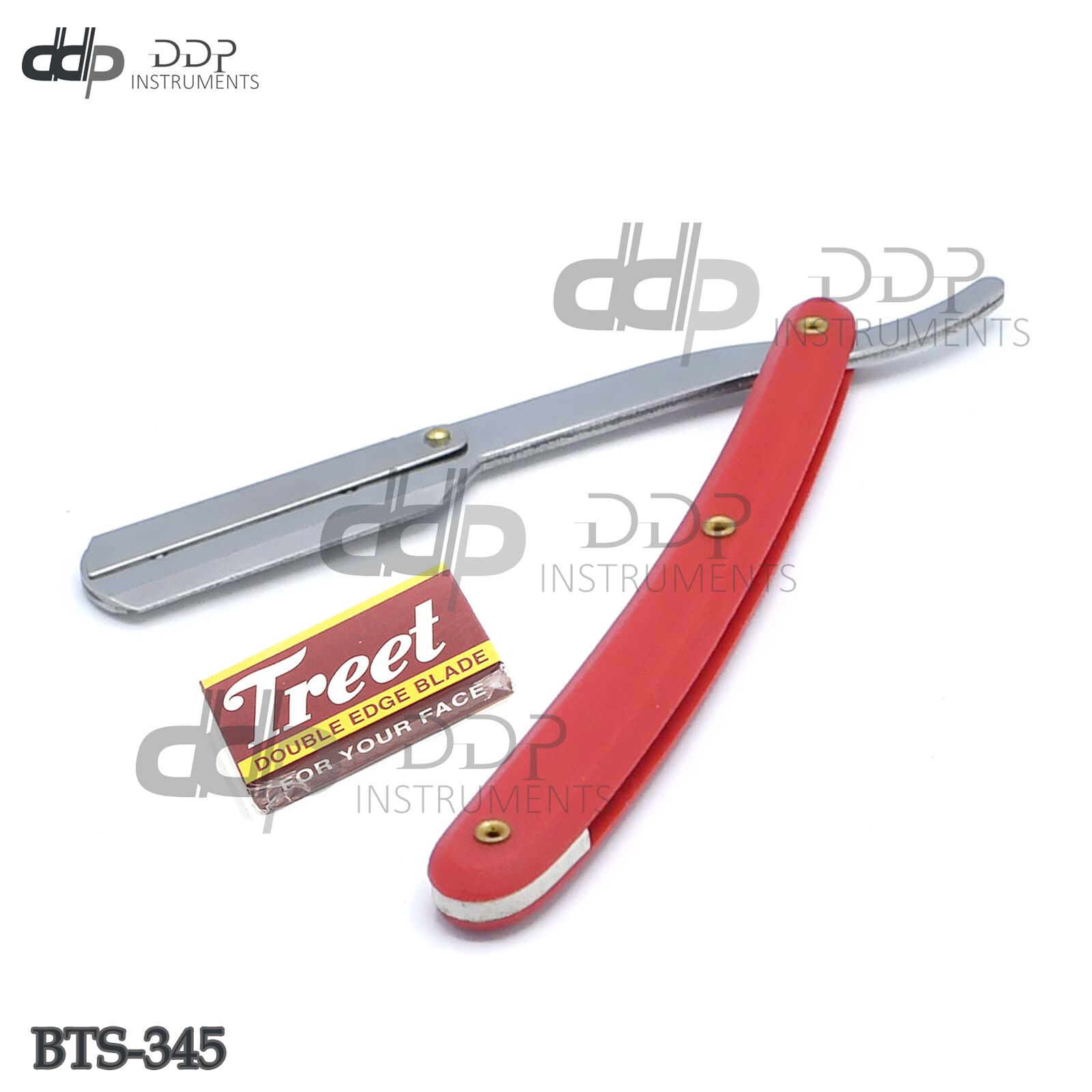 Barber Razor Straight Shaving Edge Knife Red Folding Handle W/ FREE 10 B BTS-345