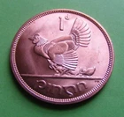 Irish 1968 One Penny Coin Superb High Grade Coin Last Year Issued Ireland Hen