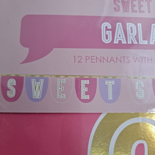 Dolce 16 Ghirlanda Festa Compleanno Rosa 12 Pennant Con Lamina Oro Lunga 10 Piedi - Foto 3 di 7