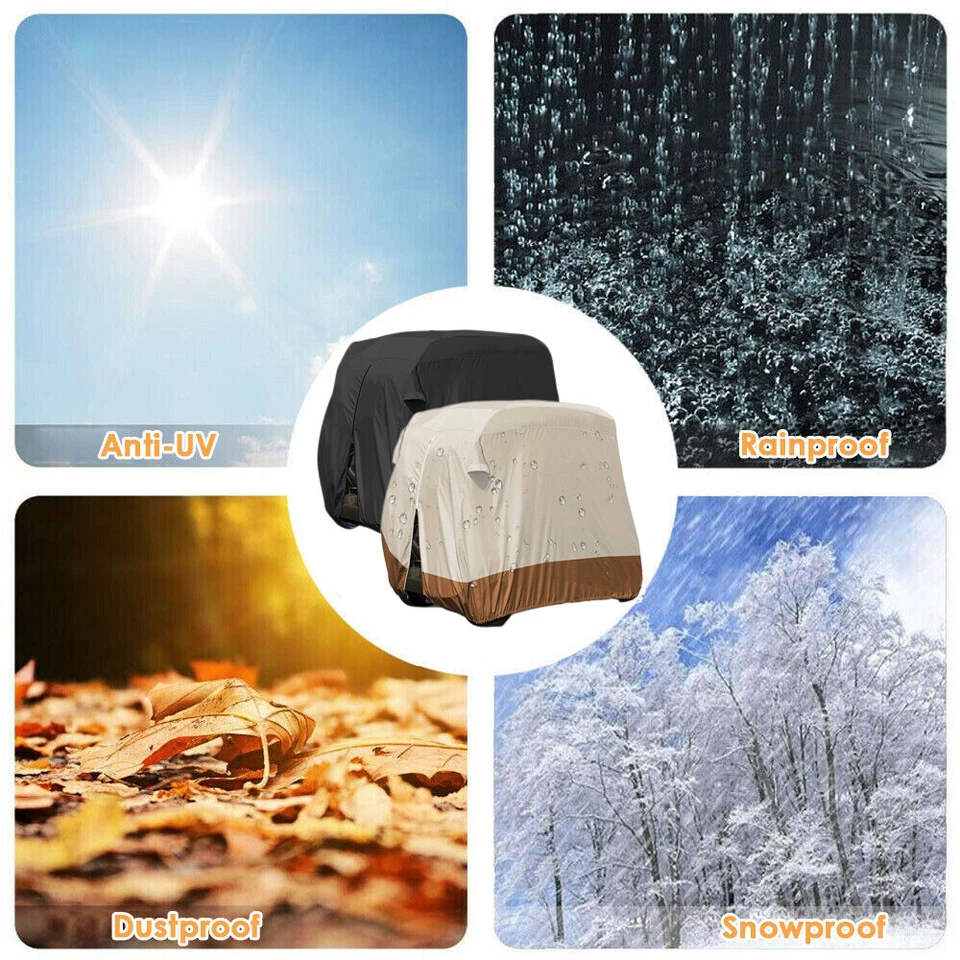 Heavy Duty Golf Cart Cover Zipper 4 Passenger Waterproof  EZ GO Yamaha Club Car - Image 2 of 2