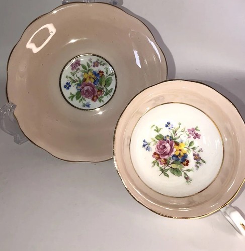 Royal Standard China Tea Cup & Saucer England Blush Peach Gold Art Deco VTG - Picture 6 of 6