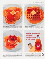 Print Ad Log Cabin Maple Syrup 1959 Breakfast Full Magazine Page 10.5"x13.5"