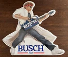 Large Vintage 1989 Busch Beer Metal Advertising Sign Rock & Roll Guitar Player