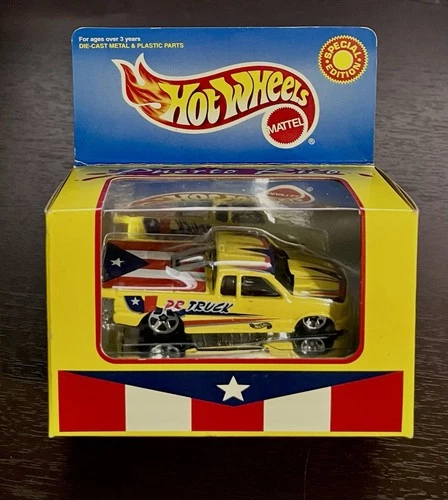 🏁 HOT WHEELS Vintage 2000 PUERTO RICO Special Edition Yellow Pickup Truck NB 🏁