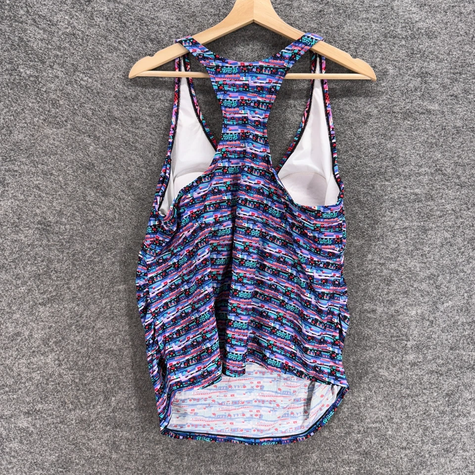 Ava & Viv Tankini Top Women 18W Plus Blue Striped V-Neck Push Up Racerback Lined - Image 2 of 4