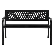 Garden Bench PVC Metal 47 inch Black Outdoor Porch Park Cast Iron Sturdy Terrace