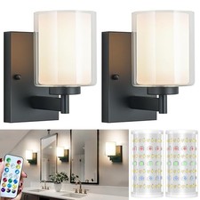 Battery Operated Wall Sconce Set Of 2, 10000mAh Wireless Rechargeable Black