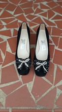 Vtg 80s/90s Salvatore Ferragamo Black Suede Square Toe Pumps w/Dainty Bow-6.5AA