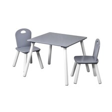Kesper Kindertisch-Set mit 2 St&uuml;hlen f&uuml;r Abenteurer Wei&szlig; Grau 55x55x45 cm