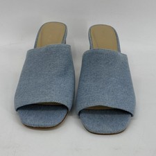 Nine West Women's Wylow Slip On Heeled Dress Sandals Light Blue Demin Size 9M
