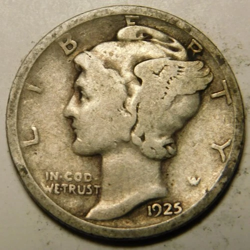 1925 D Mercury Dime 90% Silver G-VG  "Actual Coin Pictured- Not Cleaned"