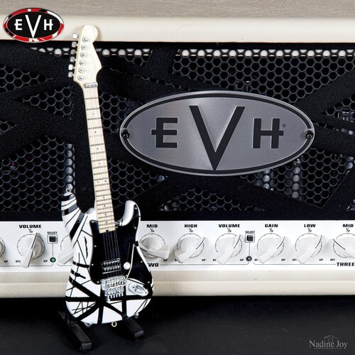Eddie Van Halen - EVH - Eddie Van Halen - Black and White Mini Guitar Replica Coll view 2