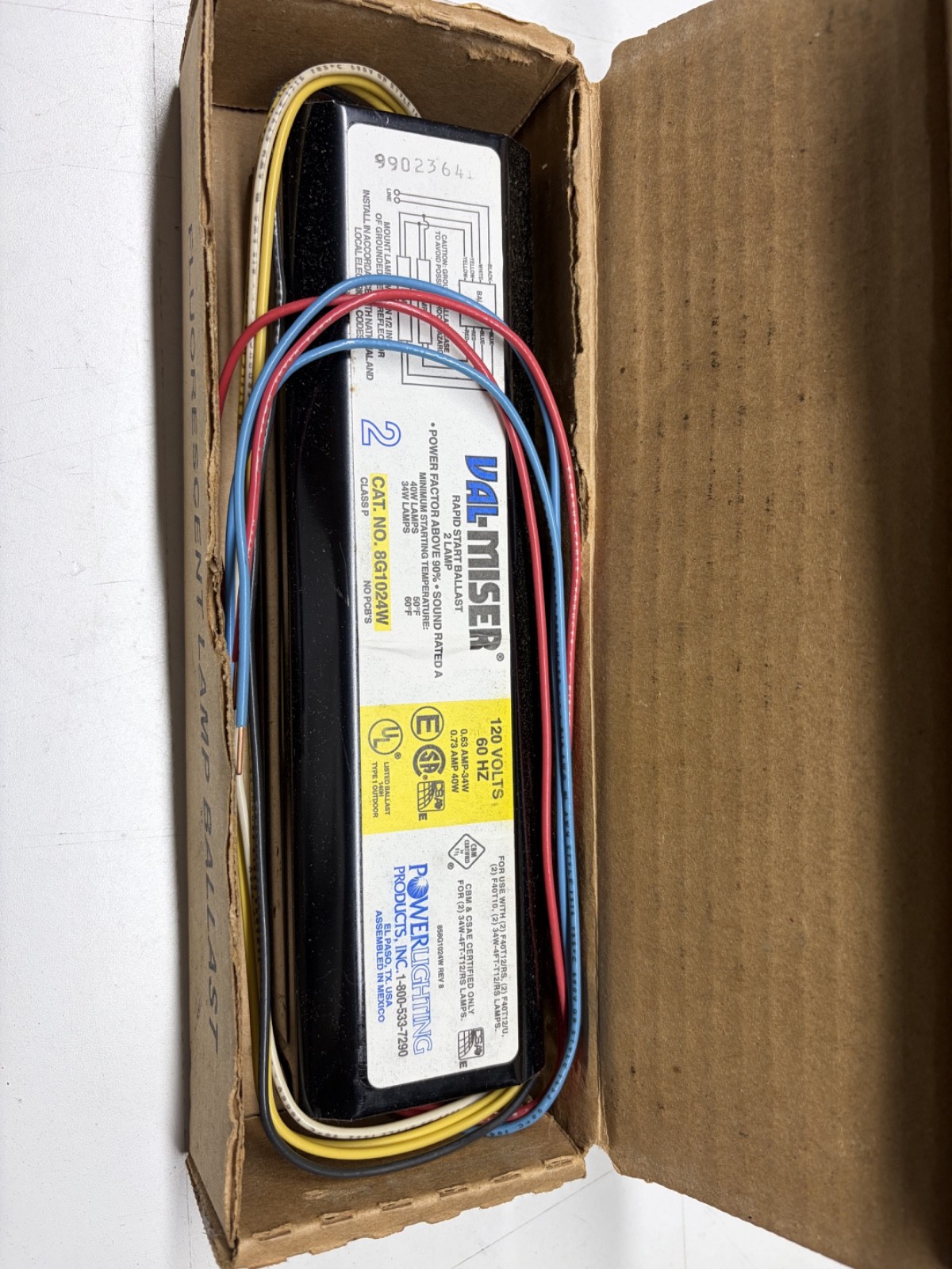 PowerLighting Products Val-Miser Rapid Start Fluorescent Ballast 8G1024W 120V