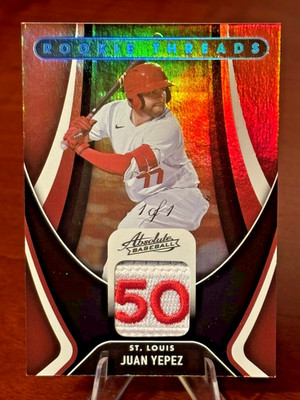 2022 Panini Absolute #RT-JY Juan Yepez Rookie Threads Cardinals ONE of ONE 1/1