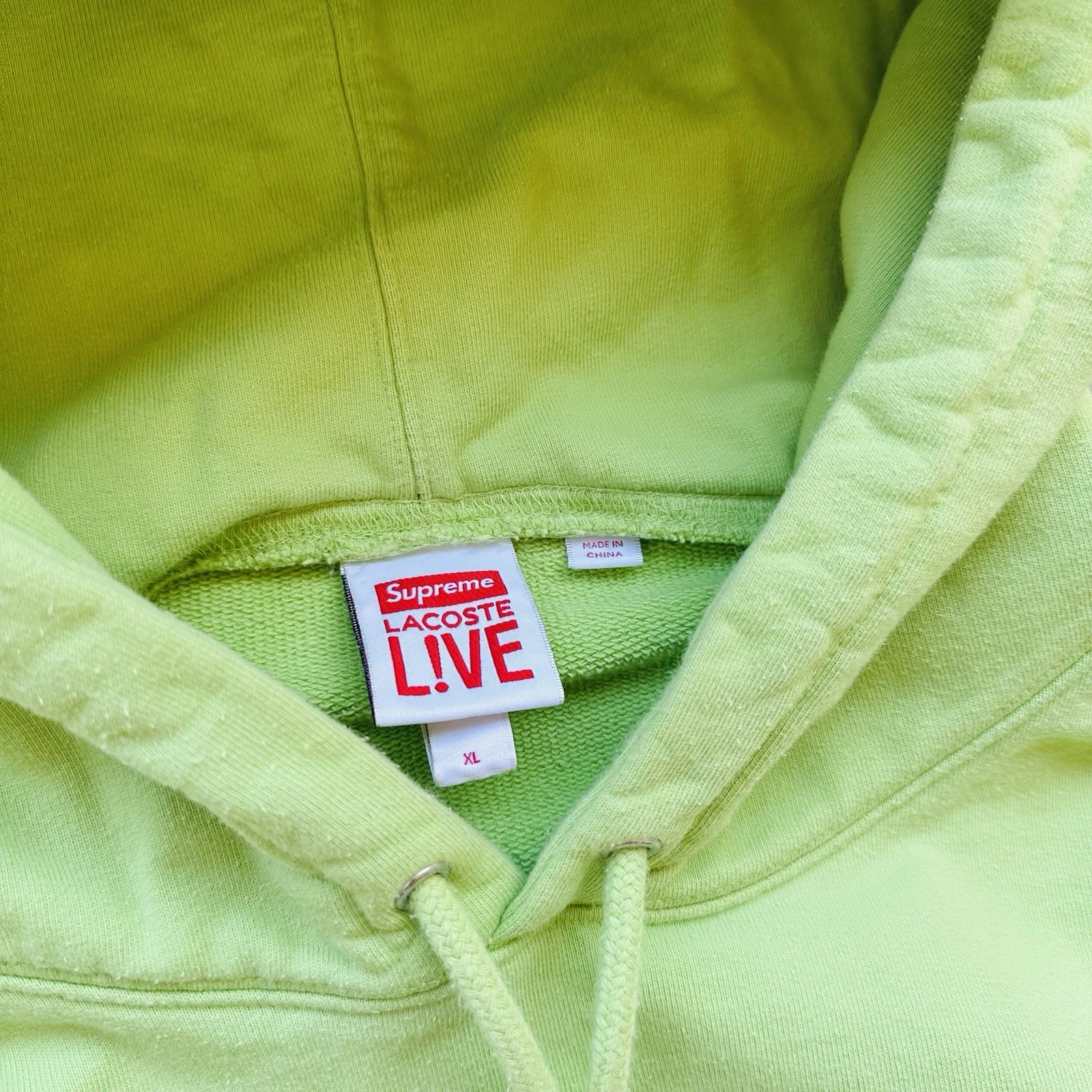Supreme X Lacoste Felpa con Cappuccio Uomo Taglia Xl Pullover Verde Lime