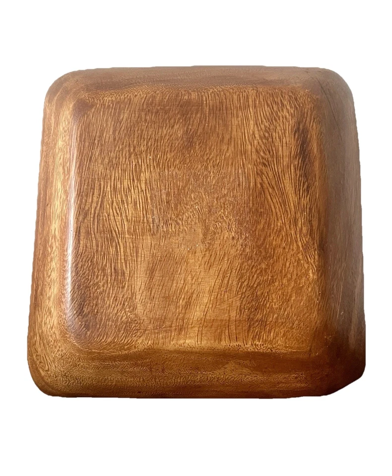 Wooden Square Bowl 9 1/2' x 9 1/2' Natural Distress Decorative Farmhouse - Image 4 of 4