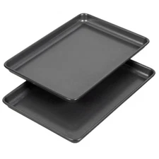 Ultra Bake Pro 2pc 7x10 Cookie Sheet Set: Nonstick Carbon Steel Baking Pans