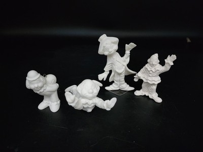 Vintage Mold Bisque Plaster Circus Clowns Lot Of 4 Ready To Paint