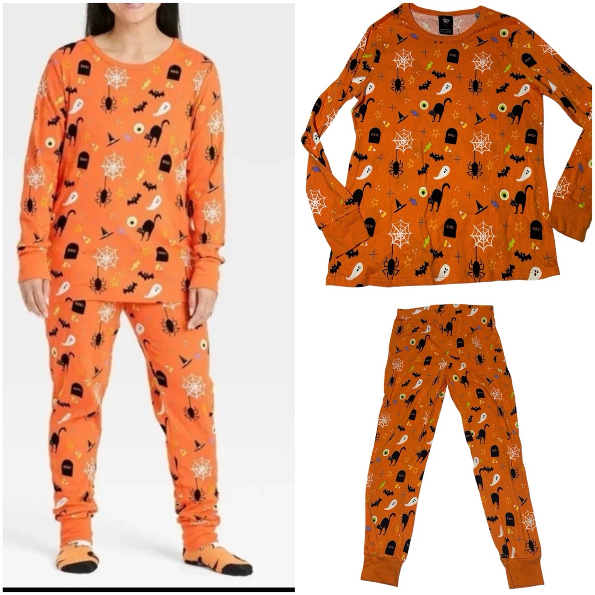 Pigiama Donna Halloween Tiorhooe Con Stampe Zucca E Fantasma - Camicia Da Notte Manica Corta, Taglie S-XXL