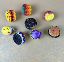 8 Hacky Sack Footbags Juggling Balls 2" Crocheted Vinyl Strottman Beanbag VTG