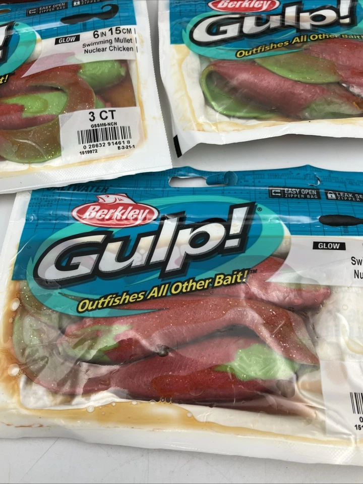 Señuelo de agua salada Berkley Gulp Swimming Mullet Fluke (3"-6", Asst. Colores) lote de 5 Foto 2 de 4