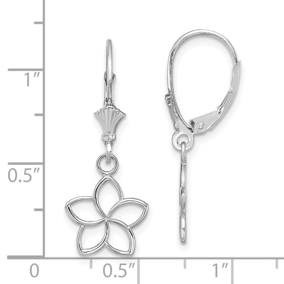 14K Gold Polished Cut-Out Flower Leverback Earrings TF1780W - Image 3 of 3