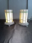 Vintage Tiffany-Style Stained Glass Table  Lamp 7 1/2”