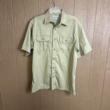 Carhartt Heavy Duty Tan Short Sleeve Button Down Workwear Shirt Men's L Outdoors