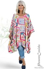 LAGENLOOK Oversize Shirt Tunika ecru weiß bunt 48 50 52 54 56 58 60 62 XXXL