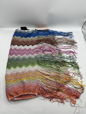 Missoni Multicolor Zigzag Fringe Knit Scarf 45x200cm Unisex